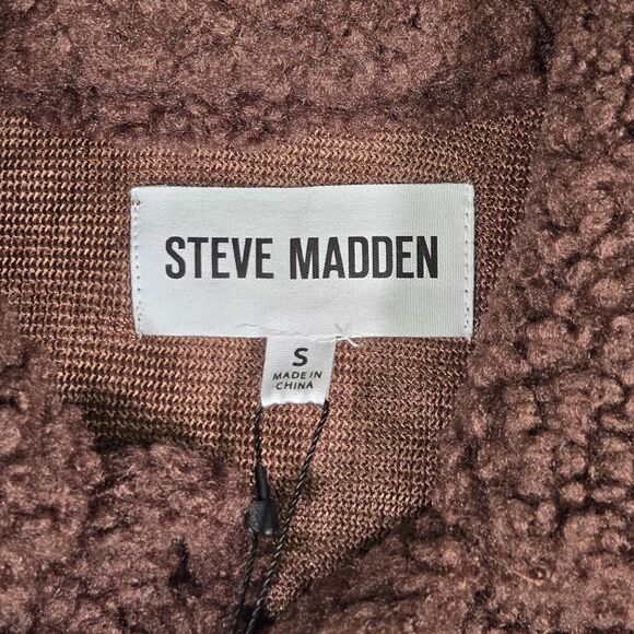 Steve Madden Shirt Jacket Women's Small Shaved Chocolate Brown Cozy W/ Pockets - Picture 4 of 7